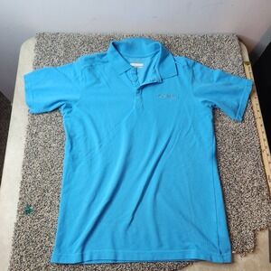 COLUMBIA MENS ACTIVE Blue SHORT SLEEVE VENTED POLO Golf SHIRT M MEDIUM Omni Wick